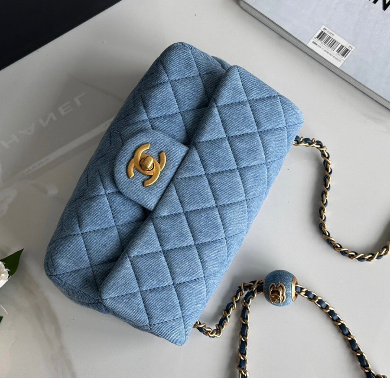 Chanel Denim Quilted mini Pearl
